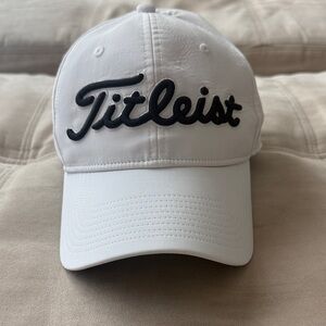 Titleist White Cap with Black Script Logo